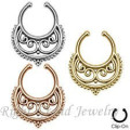 Indian Style Gold Plated Septum Clip On Rings Fake Septum Piercing